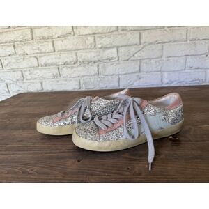 Shu Shop Sabrina Glitter Sneakers Star Accent Pink GrayCasual‎ Shoes - Size 6.5